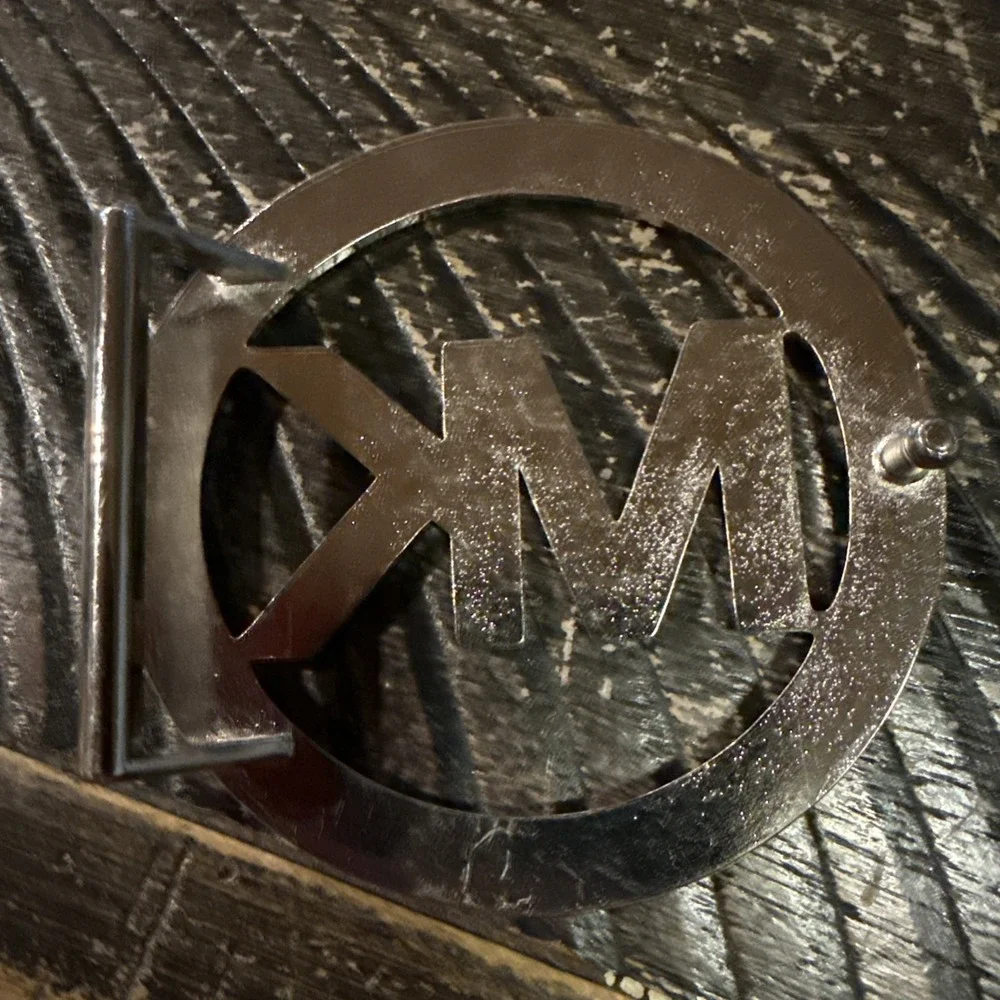 Michael Kors Monogram Belt Buckle MK Silver Large